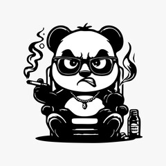 angry panda satanic vector illustration for tshirt design