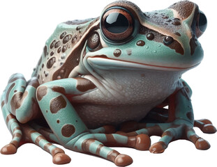 Green Light Blue Frog Squat and Look Forward Illustration