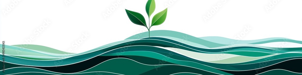 Wall mural icon of leaves in continuous line style. illustration in modern style. background in abstract style.