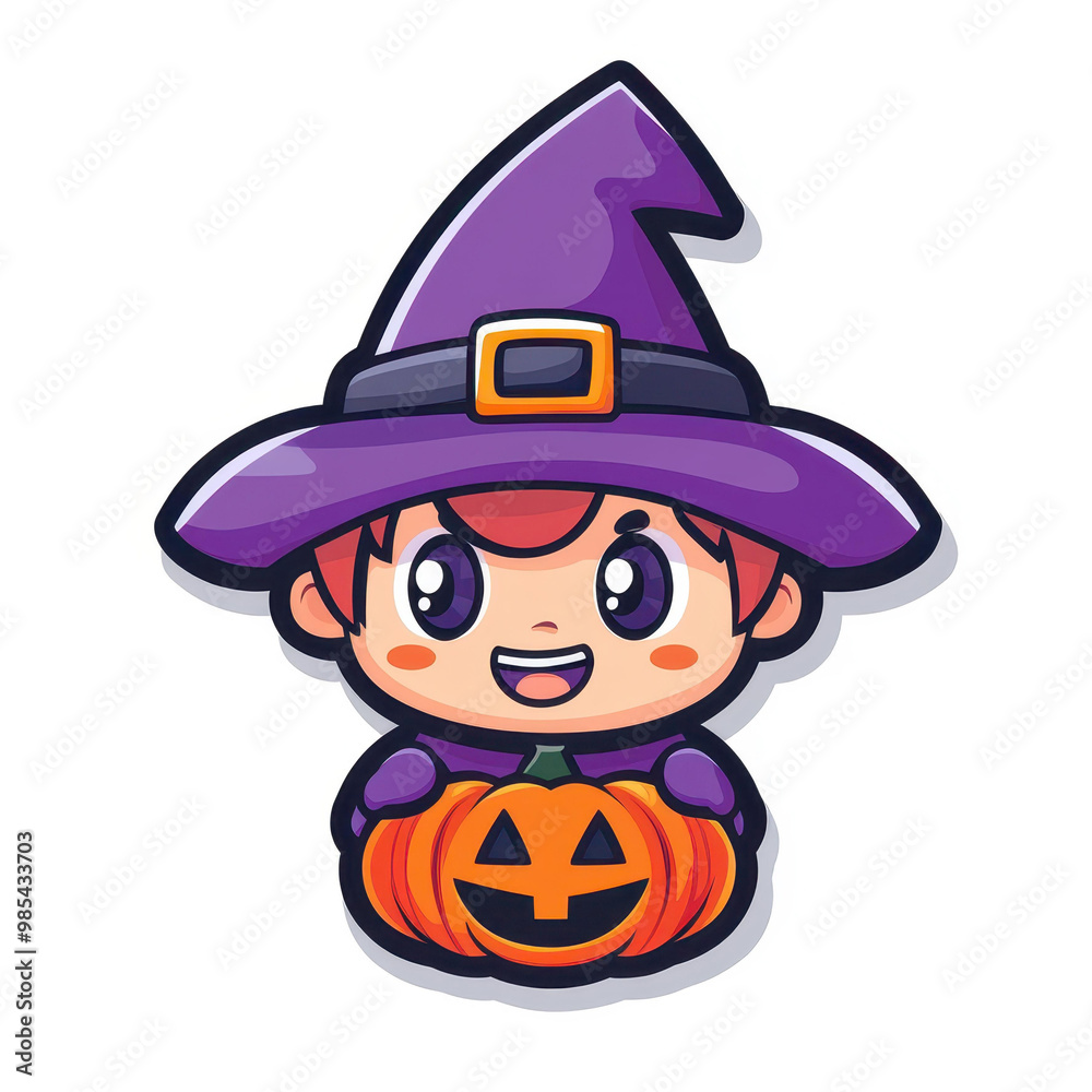 Canvas Prints Adorable chibi hero dressed for Halloween This cute, simple vector illustration captures the festive spirit perfectly.