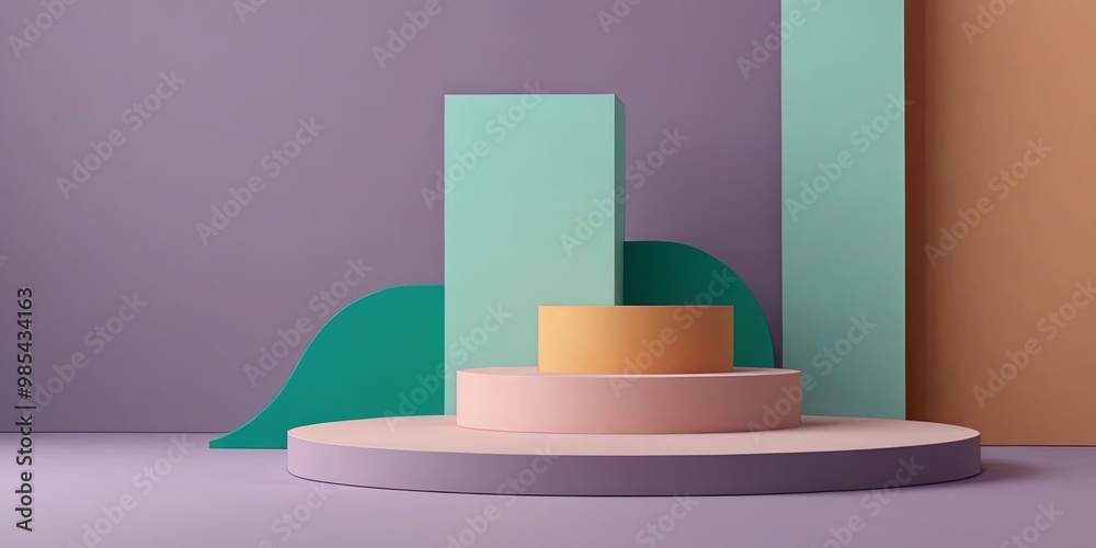 Aufkleber a colorful set of blocks with a green and pink base and a green