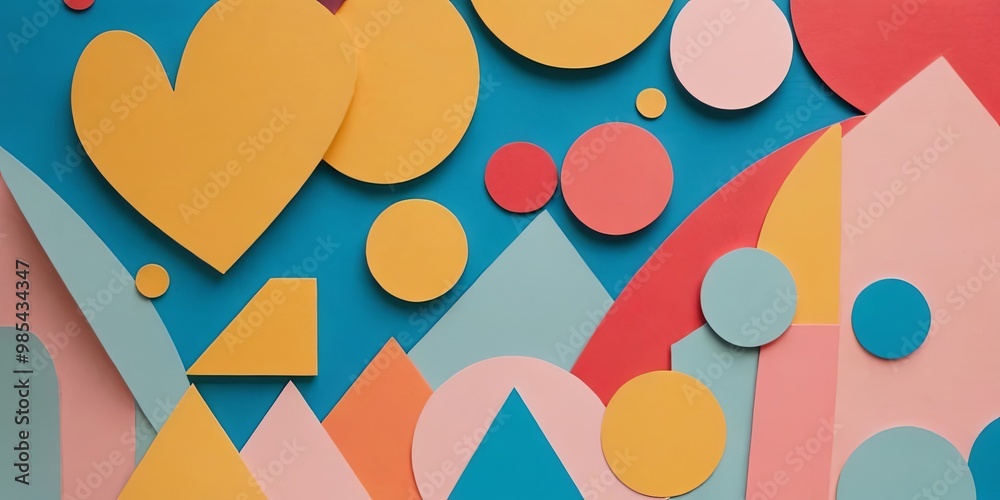 Poster A colorful abstract painting with many different shapes and sizes of circles