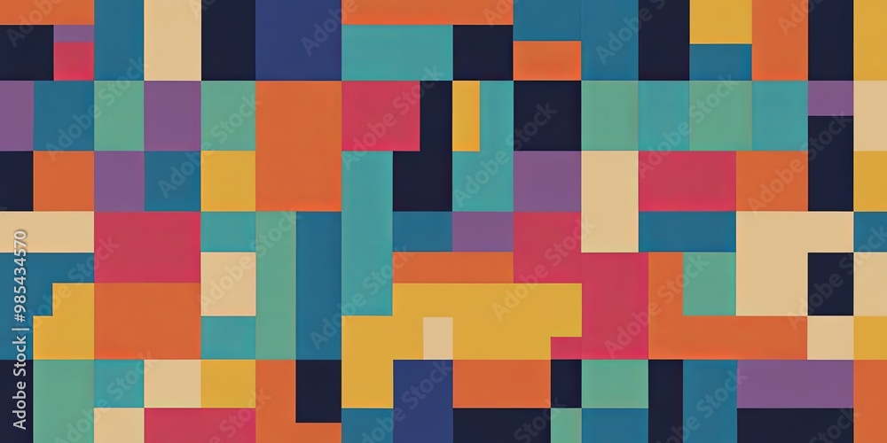 Poster a colorful mosaic of squares and rectangles