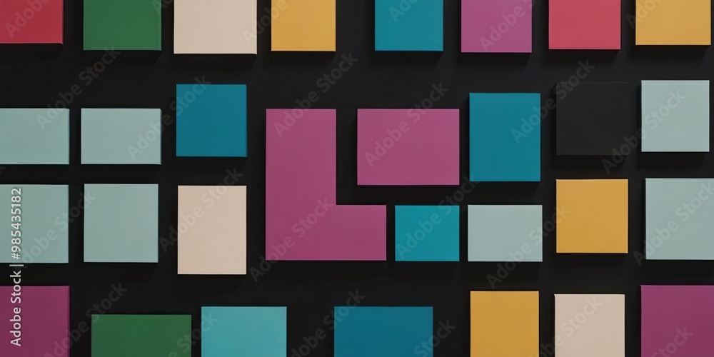 Poster A colorful image of squares and rectangles in various colors