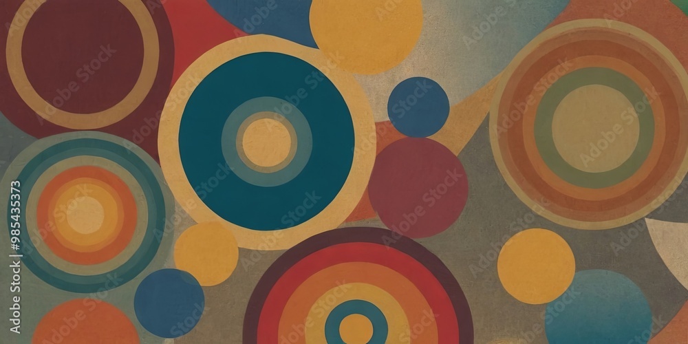 Poster a colorful abstract painting with many different colored circles