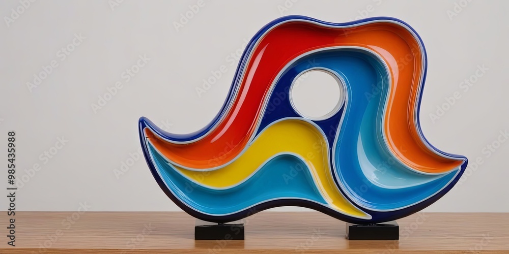 Poster a colorful sculpture of a wave with a hole in the middle