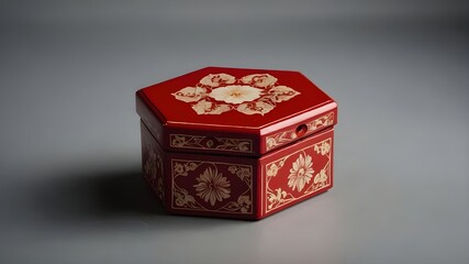 Handcrafted Red Box with Hexagonal Floral Design – Perfect Souvenir