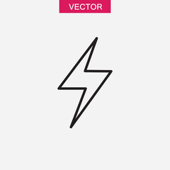 Fototapeta premium Lightning bolt line icon, simple flat black linear illustration for web and app..eps