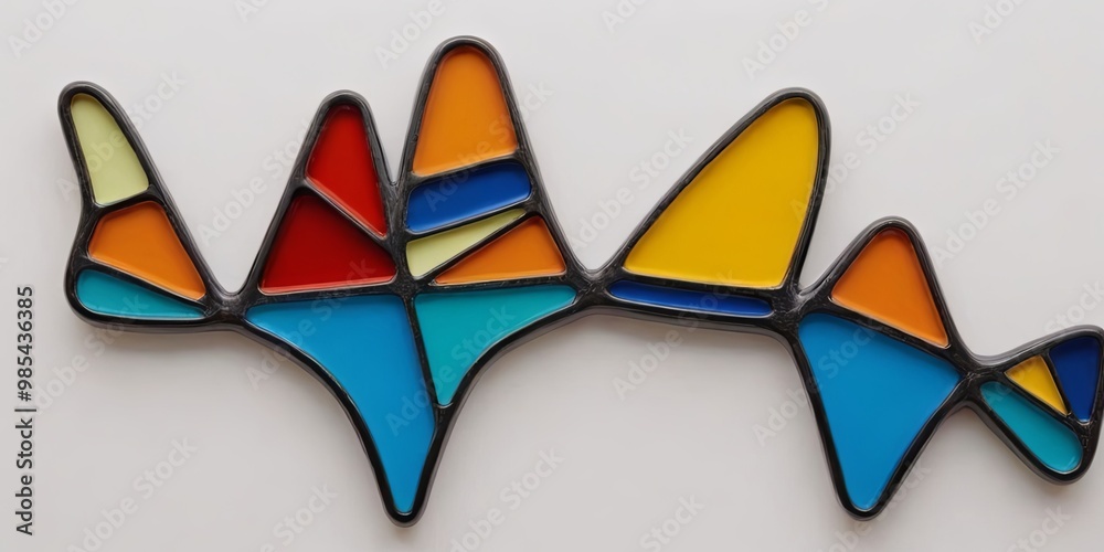 Poster a colorful piece of art made of glass with a wave-like pattern