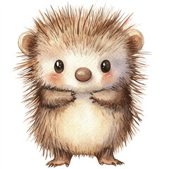 Porcupine watercolor clipart illustration isolated