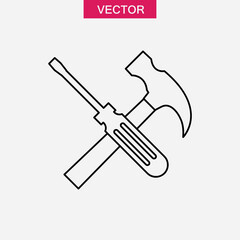 Hammer icon vector, simple flat black linear illustration for web and app..eps