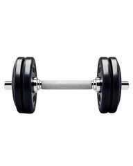 Obraz premium Black dumbbell on a white isolated background for fitness and workout themes.