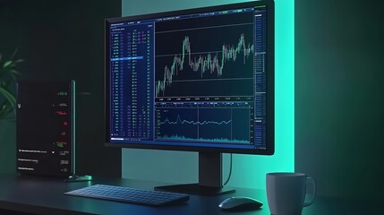 
A computer screen displaying a trading platform with stock charts and graphs on it

