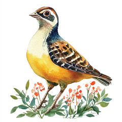 Quail watercolor clipart illustration isolated