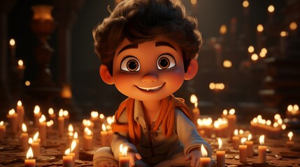 Naklejka premium Diwali celebrates the triumph of light over darkness, good over evil, and knowledge over ignorance