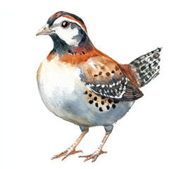 Quail watercolor clipart illustration isolated