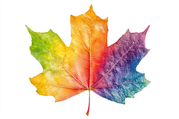 Fototapeta premium Autumn leaf rainbow, white background