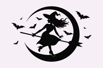 Riding broom vector design.