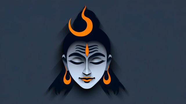 Eyecatching flat illustration for Maha Shivratri with a stunning portrait of Lord Shiva in a modern style.