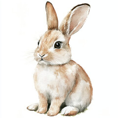 Rabbit watercolor clipart illustration isolated