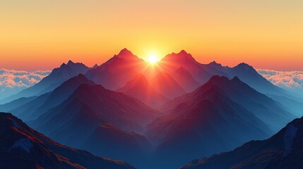 Majestic Mountain Range at Sunset with Dramatic Sky