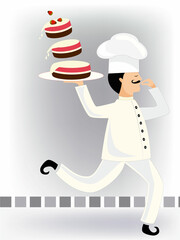 Chef with cake