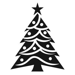 Christmas tree Black silhouette Vector Illustration isolated on a transparent background