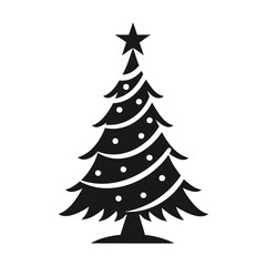 Christmas tree Black silhouette Vector Illustration isolated on a transparent background