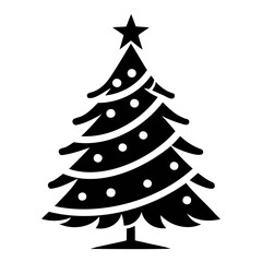 Fototapeta premium Christmas tree Black silhouette Vector Illustration isolated on a transparent background