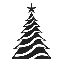 Christmas tree Black silhouette Vector Illustration isolated on a transparent background
