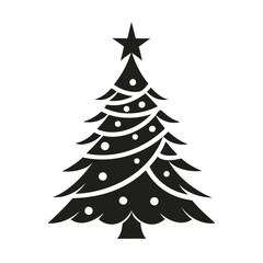 Christmas tree Black silhouette Vector Illustration isolated on a transparent background