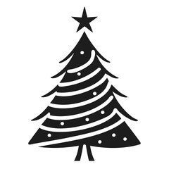 Christmas tree Black silhouette Vector Illustration isolated on a transparent background
