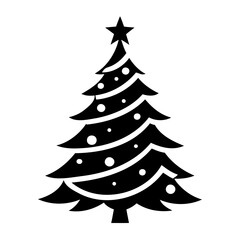 Christmas tree Black silhouette Vector Illustration isolated on a transparent background