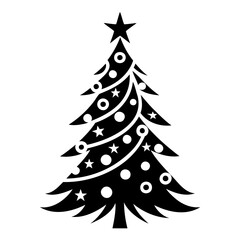 Christmas tree Black silhouette Vector Illustration isolated on a transparent background