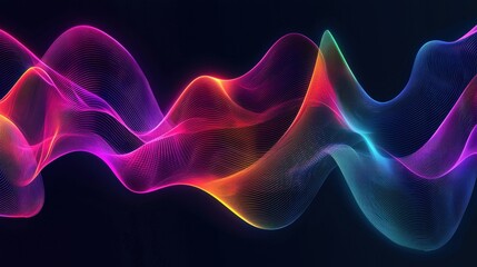Obraz premium Vibrant Waves of Colorful Energy in an Abstract Digital Masterpiece