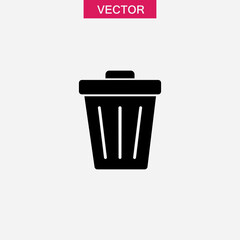 Trash can vector flat black trendy style illustration for web and app..eps