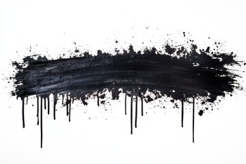 A bold black paint stroke on a white background, showcasing artistic expression and contrast.