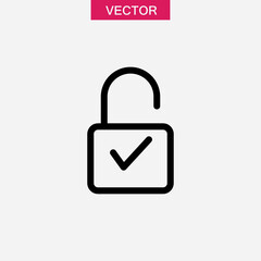 Obraz premium Padlock Icon With Check mark, trendy style linear illustration for web and app..eps