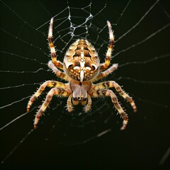 Obraz premium A brown spider on its web.