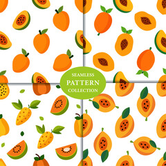 Papaya fruits Seamless Pattern Background