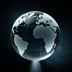 Fototapeta premium A glass sphere shaped like the Earth against a black background.