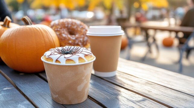 Halloween apple cider donuts with spider-web icing