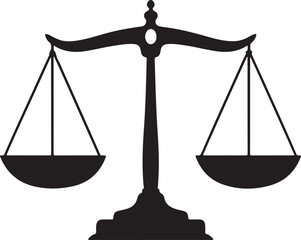 Black Silhouette Balance Scale - Minimalist Vector Illustration
