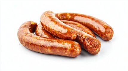 Fototapeta premium Bunch of smoked sausage isolated on white
