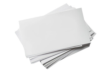 A stack of blank white sheets of paper on a transparent background. Cut out or PNG.