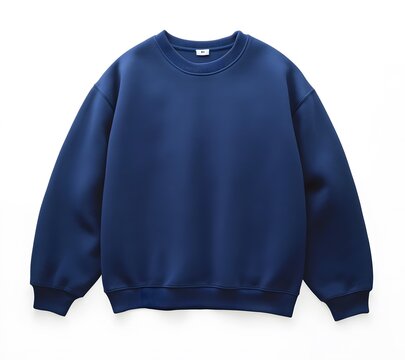 A plain navy blue sweatshirt displayed on a neutral background, emphasizing its simple design and cozy appearance.
