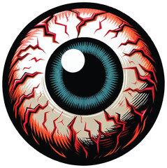 Amazing Sticker Halloween colorfull eyeball illustration vector