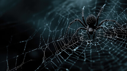 A spider is sitting on a web