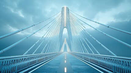 Obraz premium Modern Cable Stay Bridge Overlooking Cloudy Sky