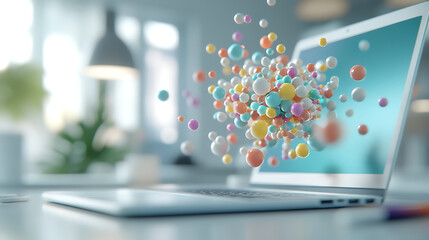 Fototapeta premium a laptop with a bunch of colorful candies on it